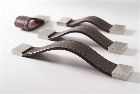 leather and steel cabinet pull|leather strap handles for cupboards.